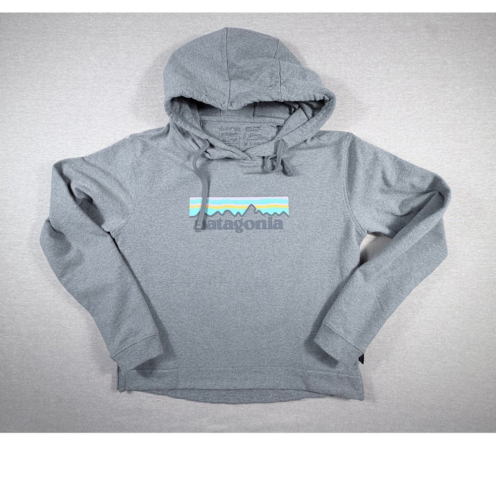 Patagonia Uprisal Hoody Gray Graphic Logo Pullover Sweatshirt Womens Medium